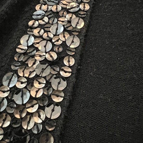 Express Black Sequin Knit 3/4 Sleeve Cardigan sz M - Picture 10 of 11